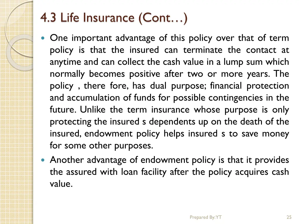 4 3 life insurance cont 11