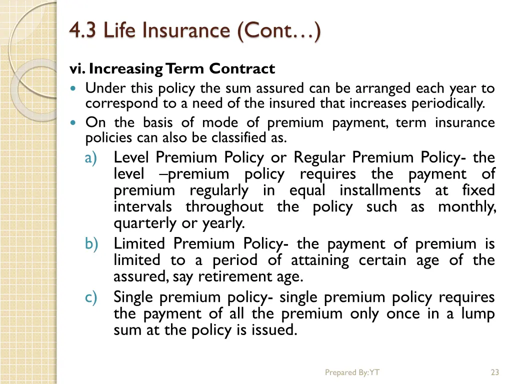 4 3 life insurance cont 9