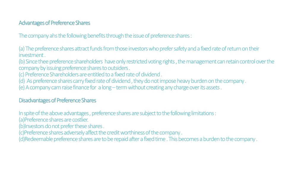 advantages of preference shares