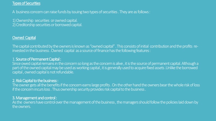 types of securities types of securities