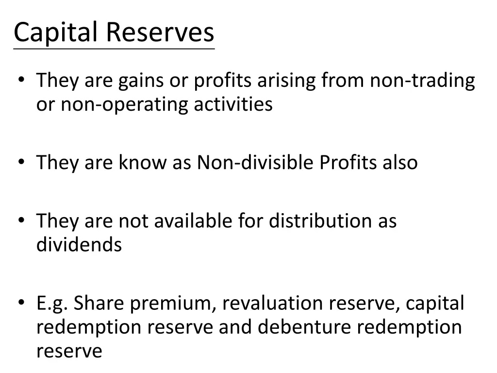 capital reserves