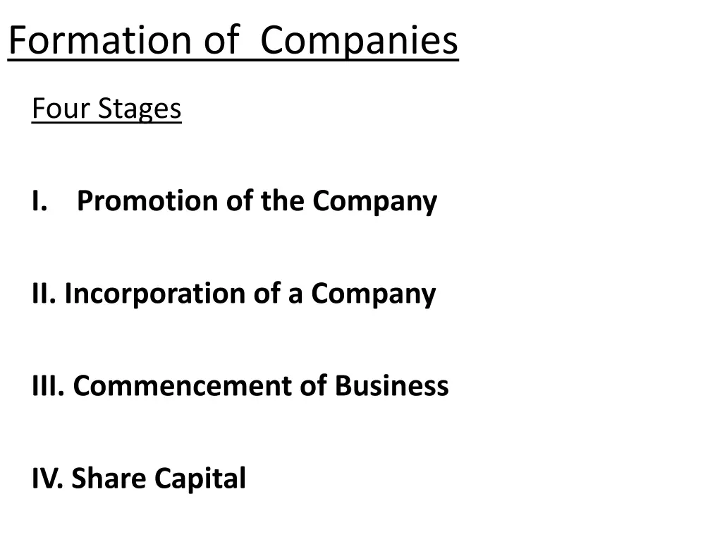 formation of companies