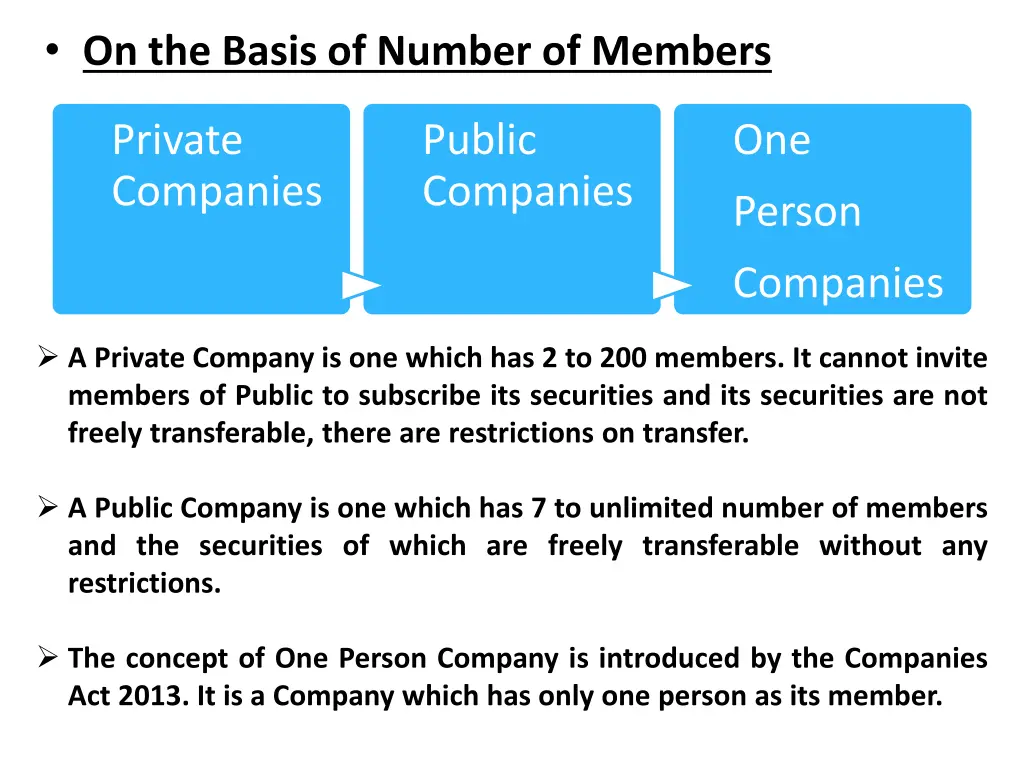 on the basis of number of members