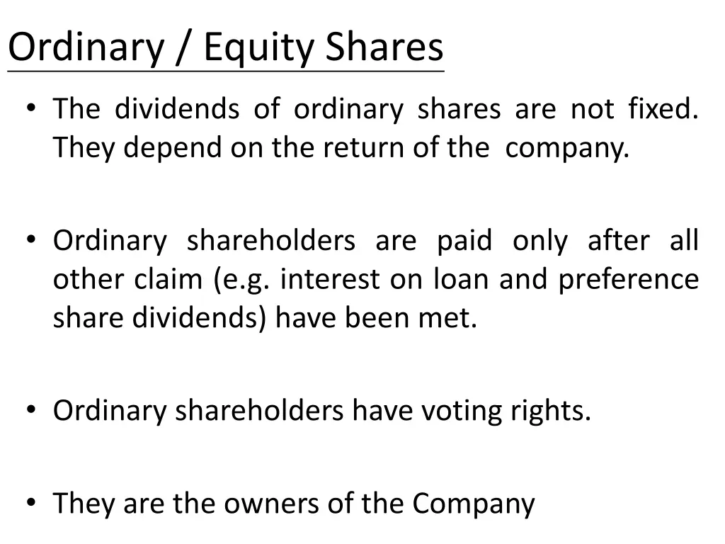 ordinary equity shares