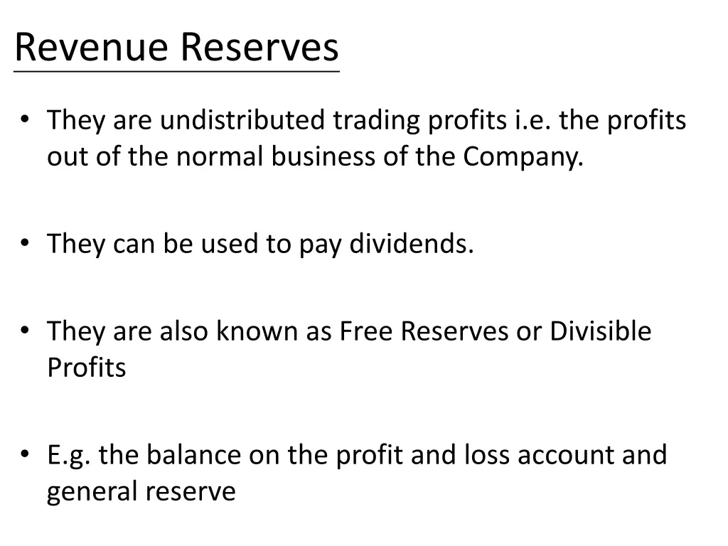 revenue reserves