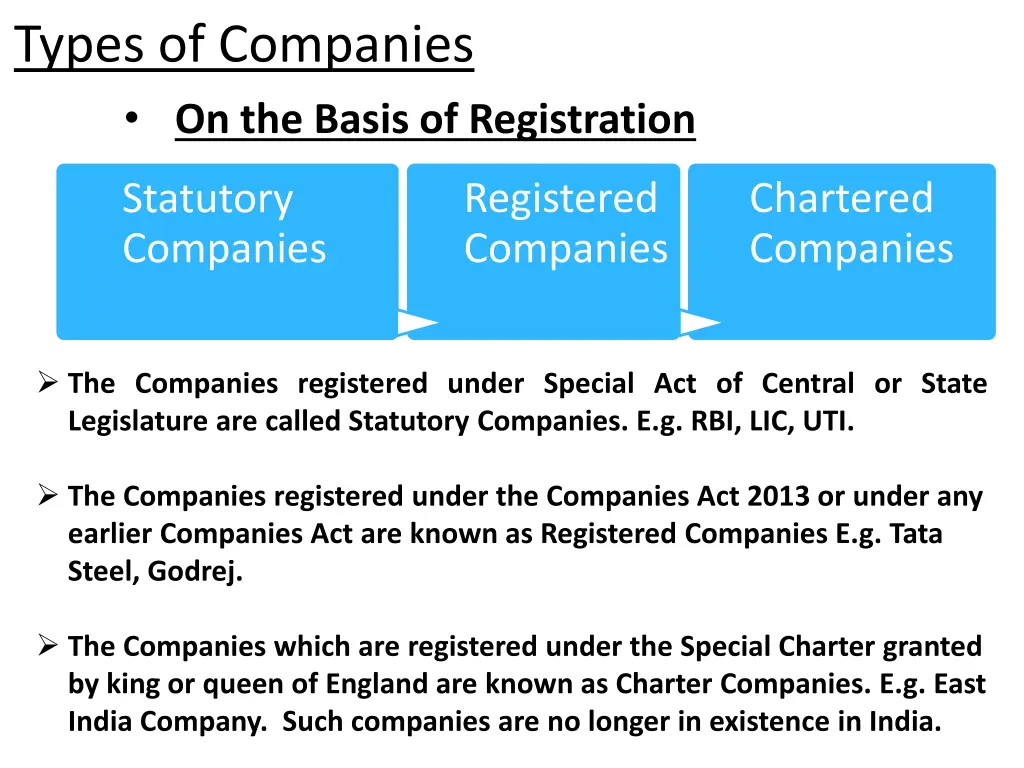 types of companies on the basis of registration