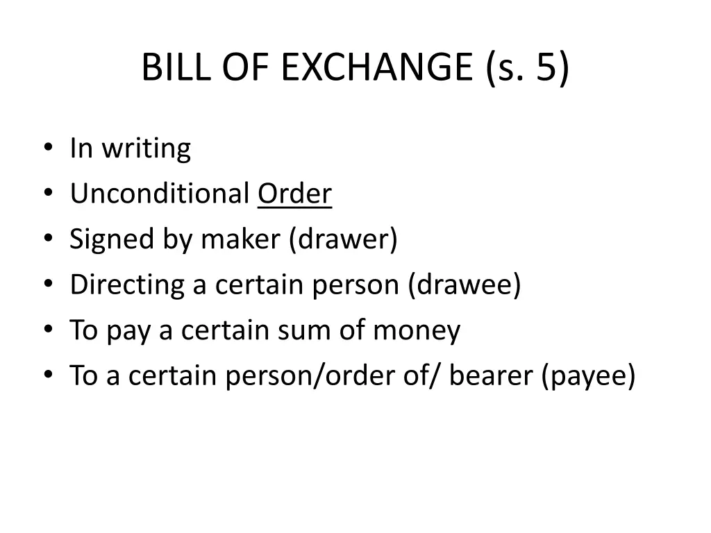 bill of exchange s 5