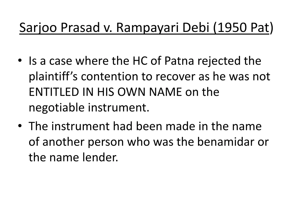 sarjoo prasad v rampayari debi 1950 pat