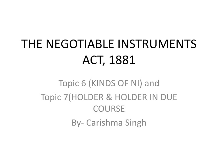 the negotiable instruments act 1881