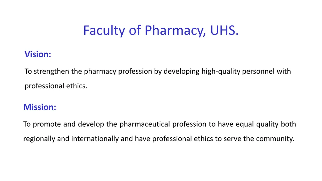 faculty of pharmacy uhs