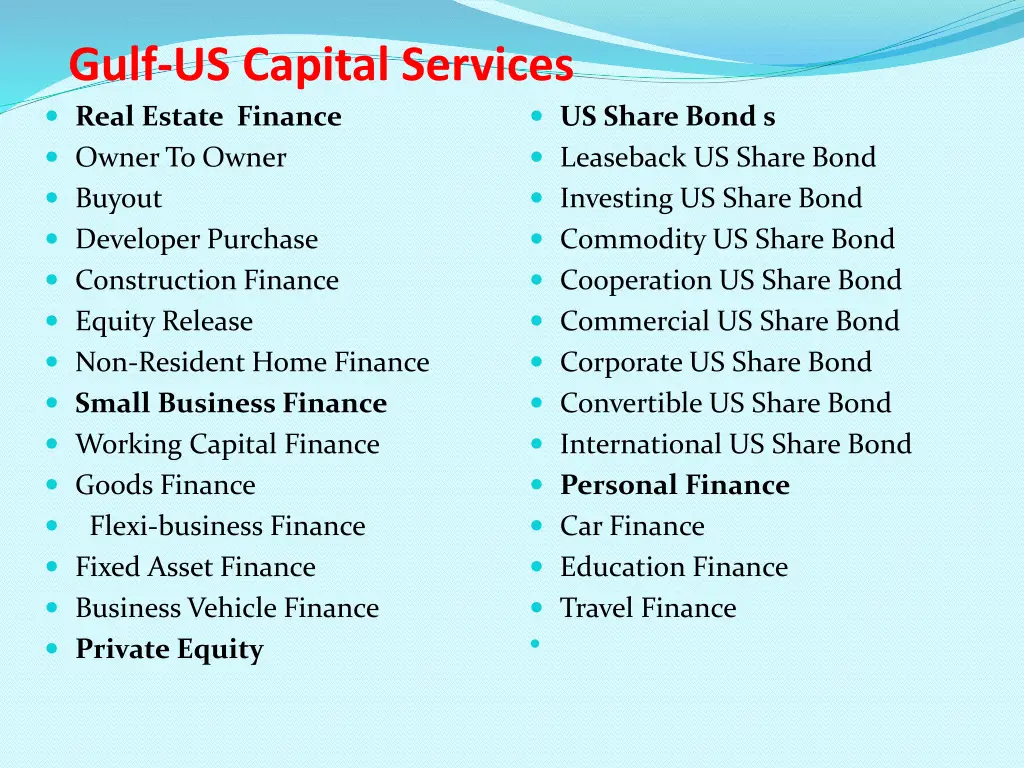 gulf us capital services real estate finance