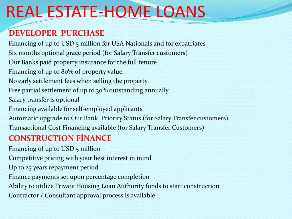 real estate home loans