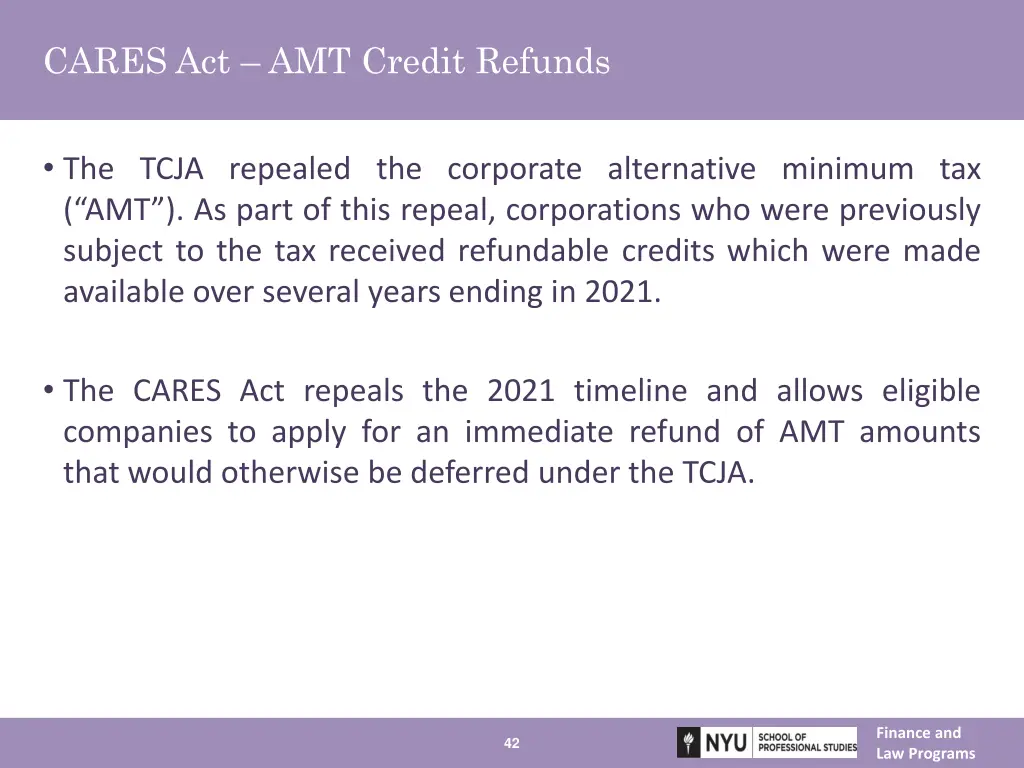 cares act amt credit refunds