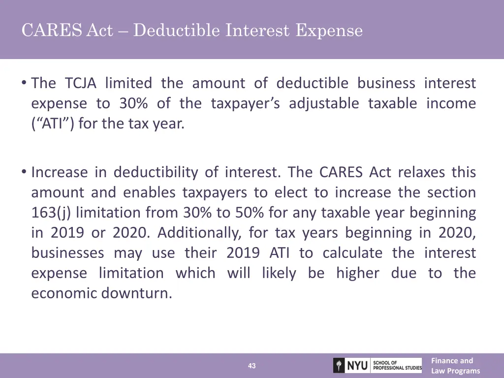 cares act deductible interest expense