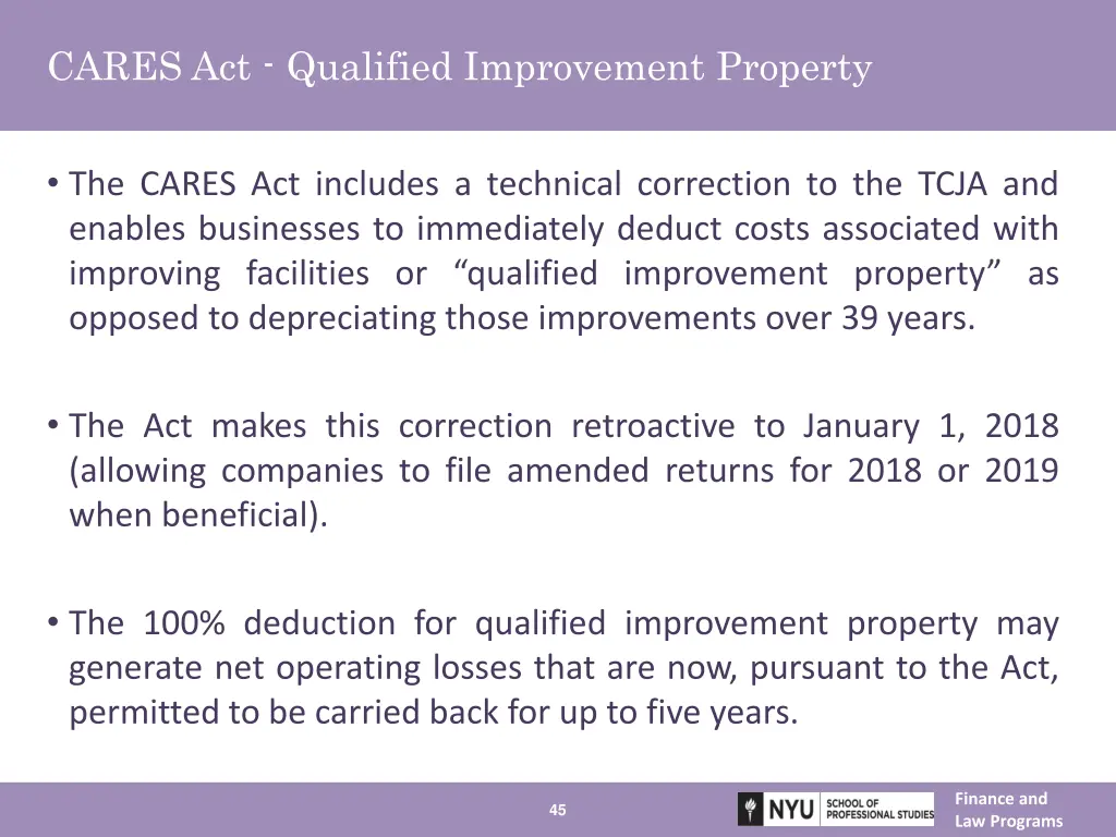 cares act qualified improvement property