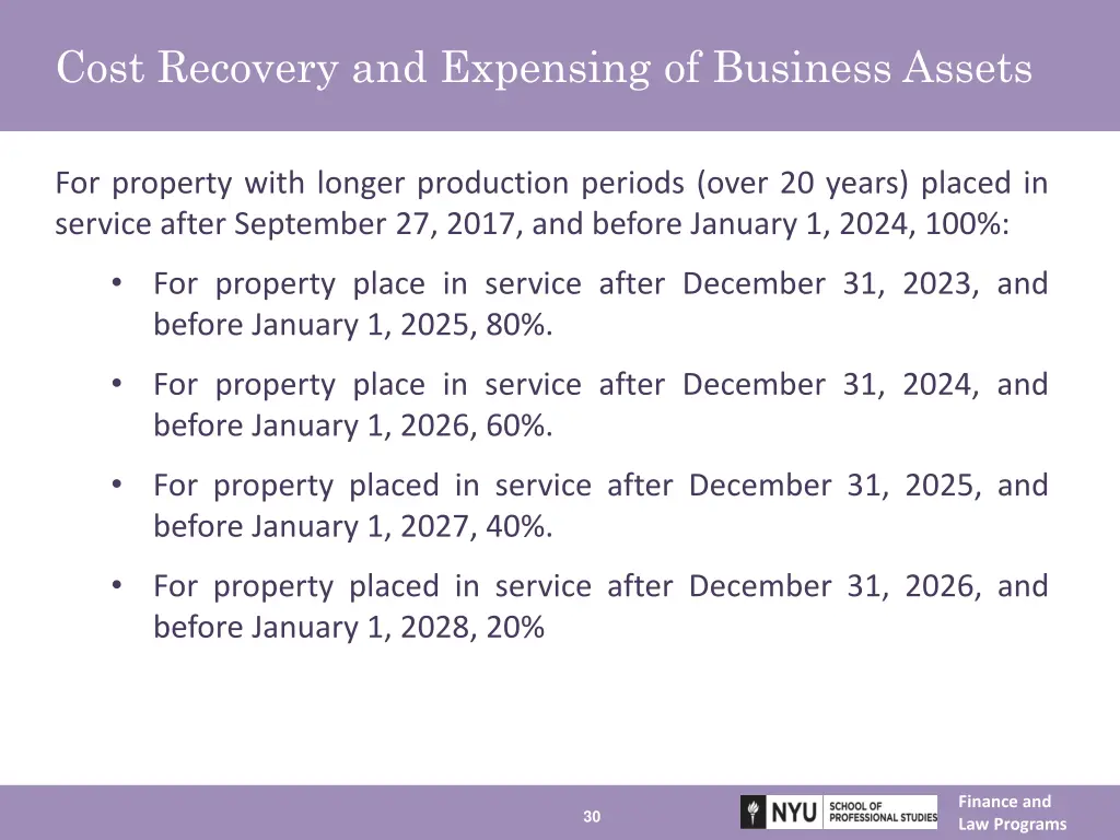 cost recovery and expensing of business assets 1