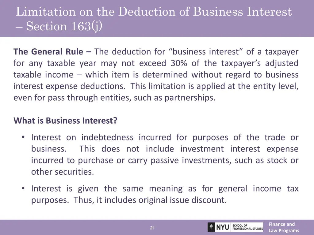 limitation on the deduction of business interest 1