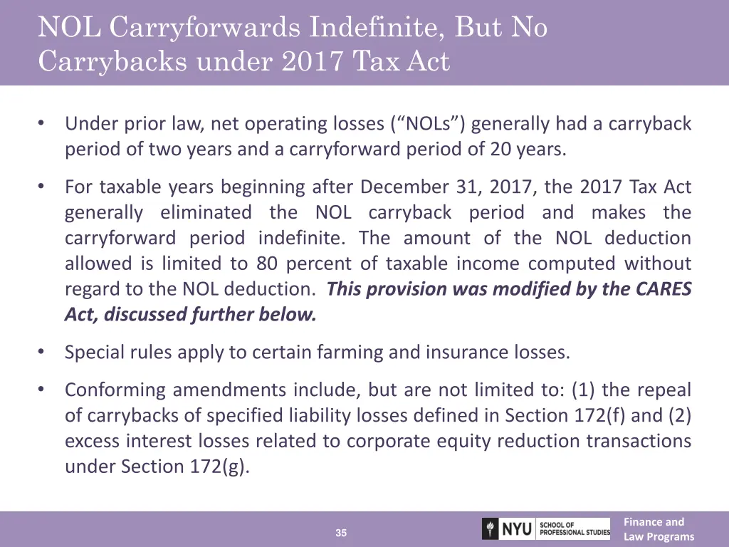 nol carryforwards indefinite but no carrybacks