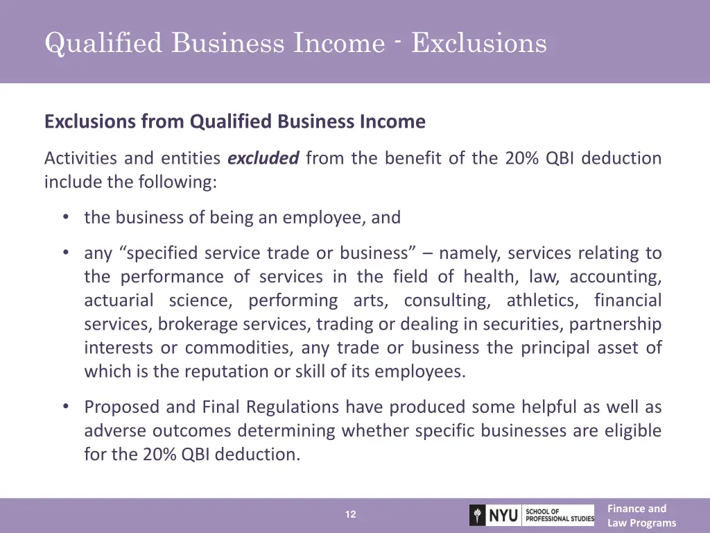 qualified business income exclusions