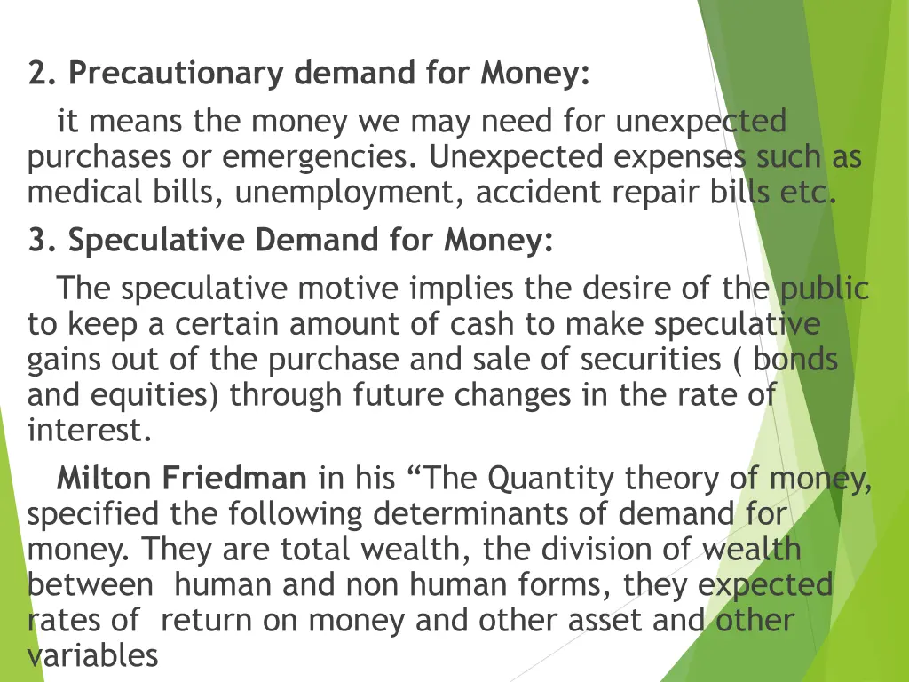 2 precautionary demand for money it means