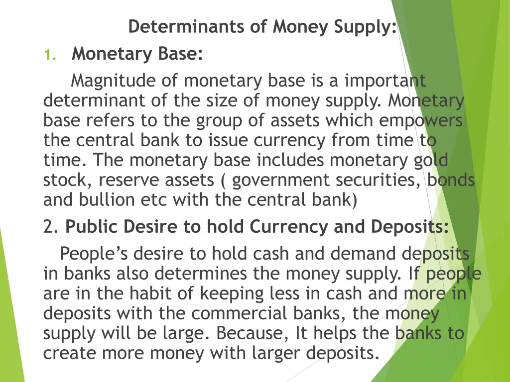 determinants of money supply 1 monetary base