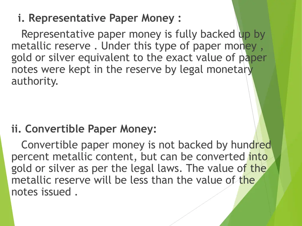 i representative paper money representative paper