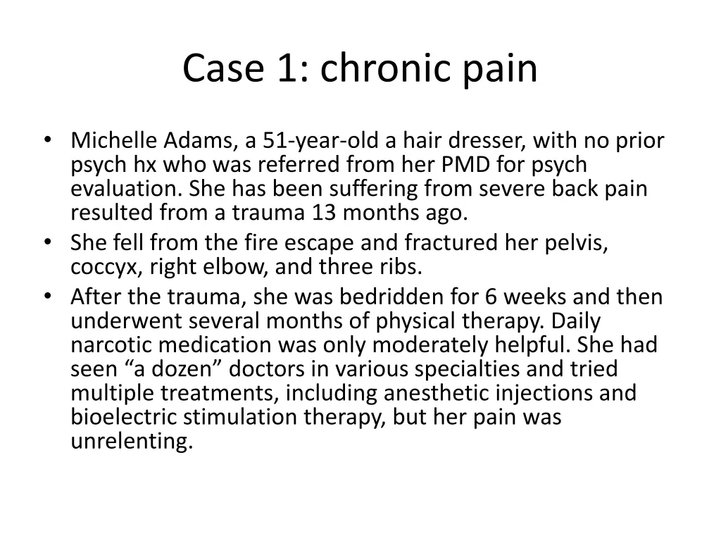 case 1 chronic pain