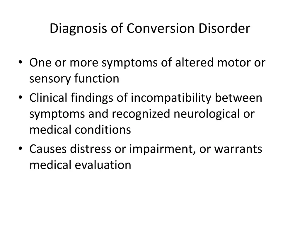 diagnosis of conversion disorder