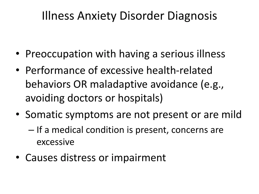 illness anxiety disorder diagnosis