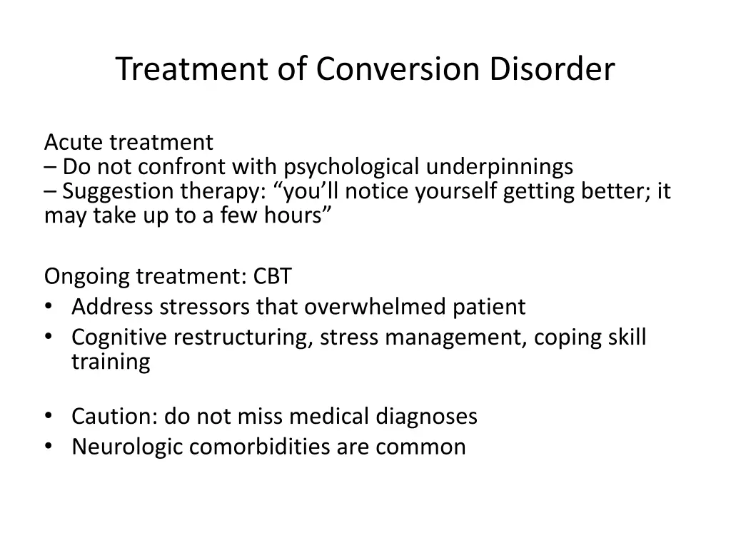 treatment of conversion disorder