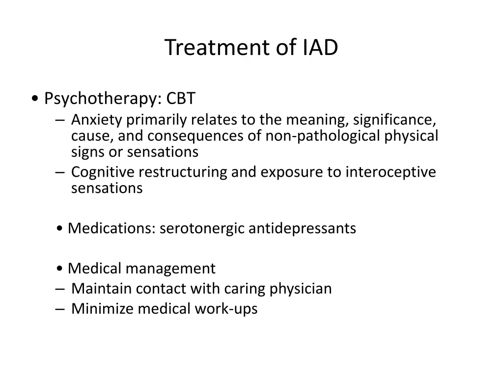 treatment of iad