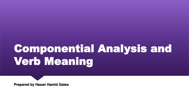 componential analysis and componential analysis