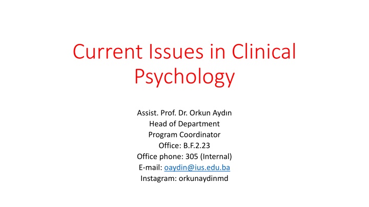 current issues in clinical psychology