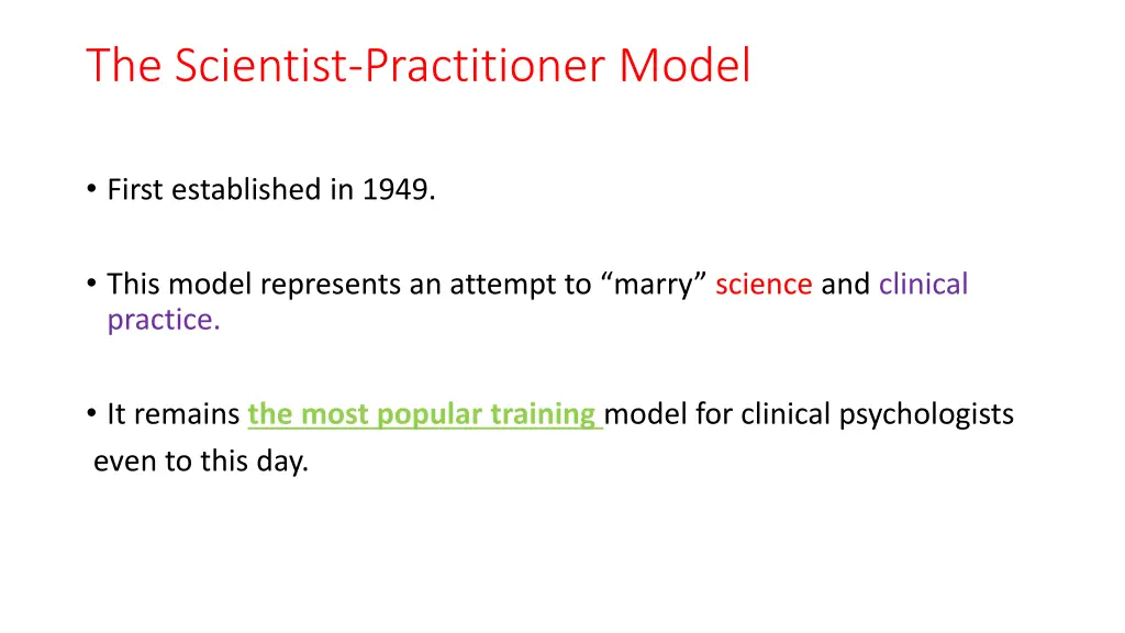 the scientist practitioner model