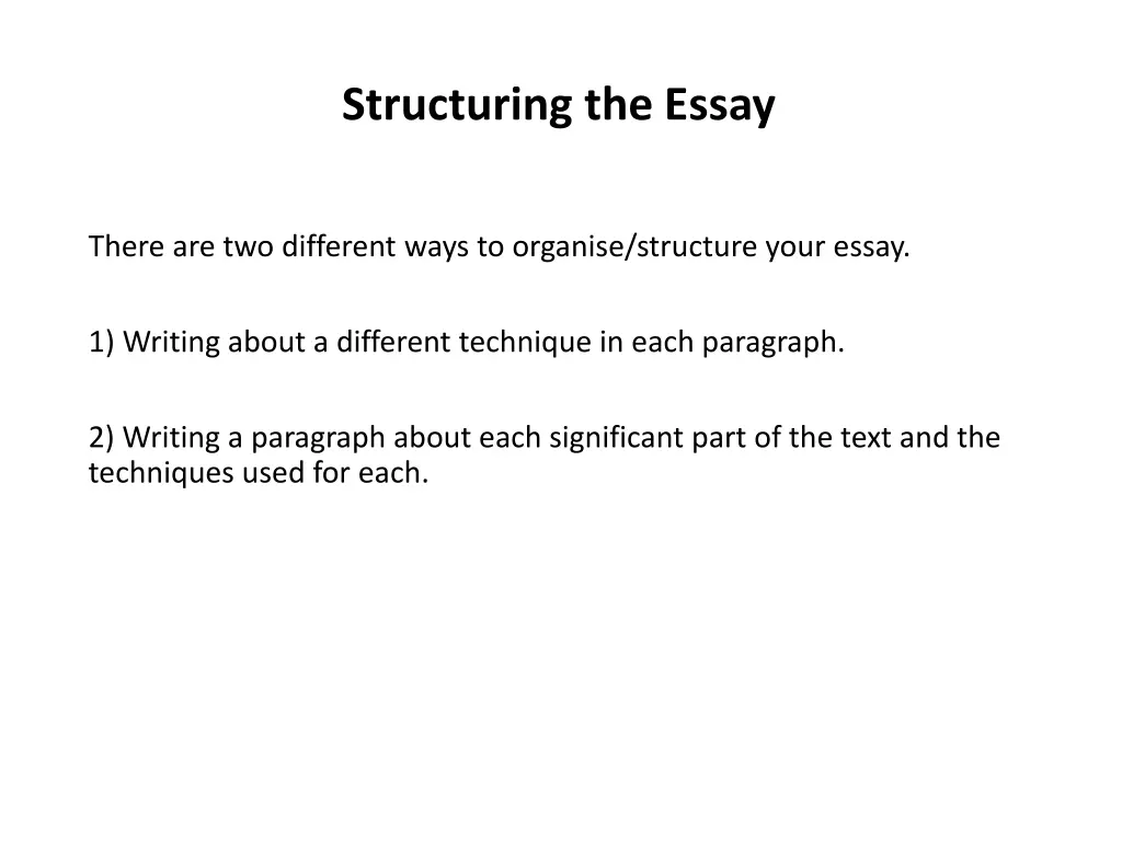 structuring the essay