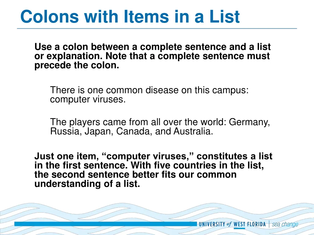 colons with items in a list