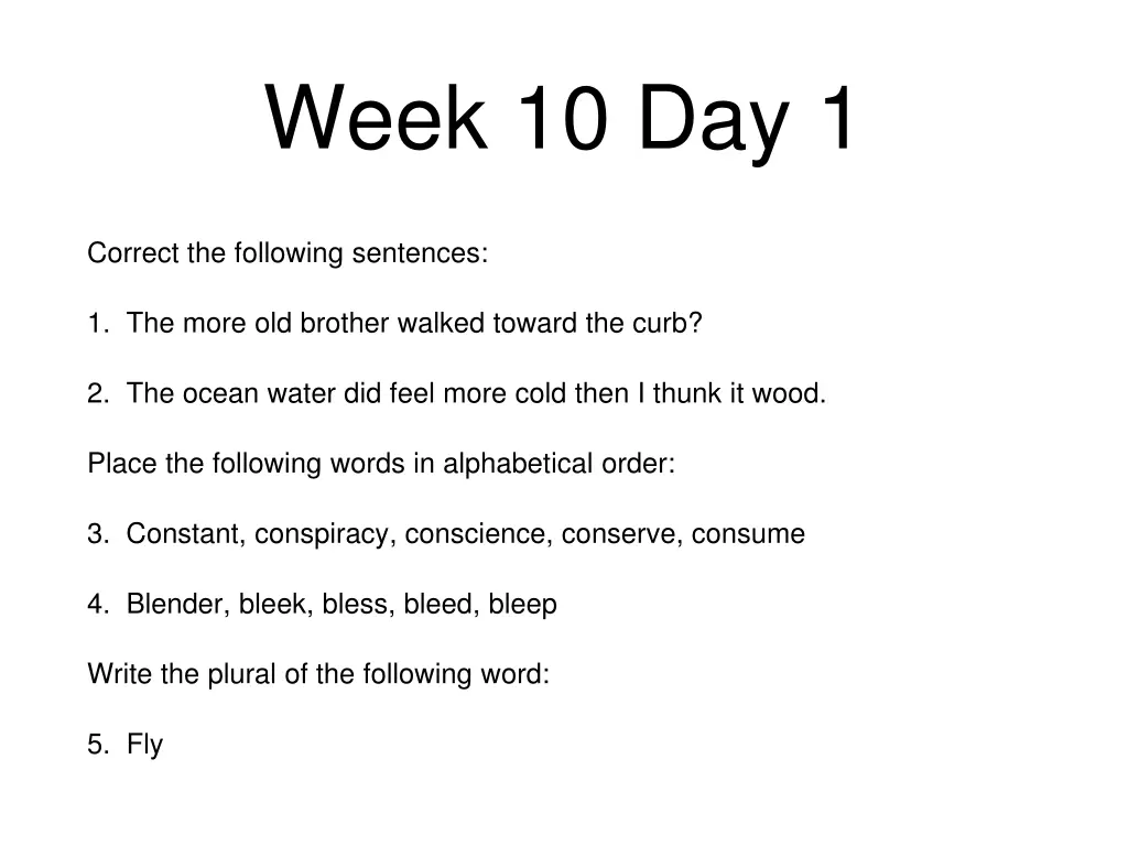 week 10 day 1