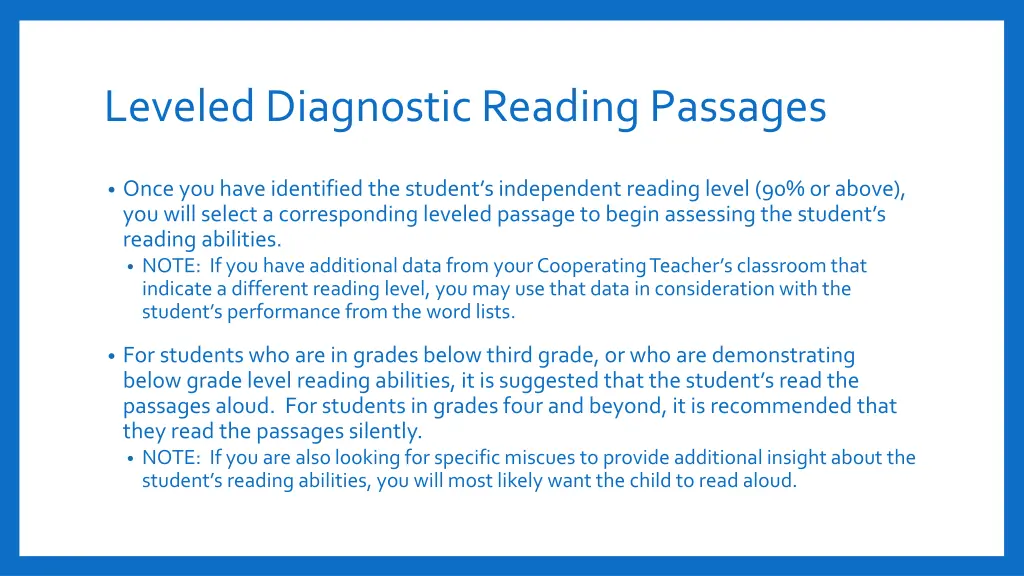 leveled diagnostic reading passages