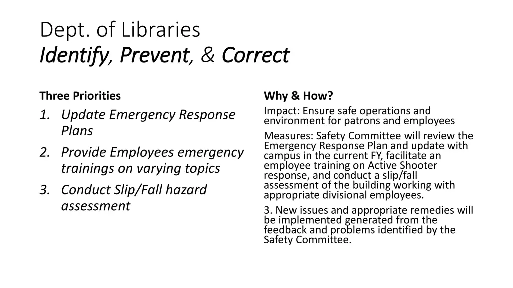 dept of libraries identify identify prevent