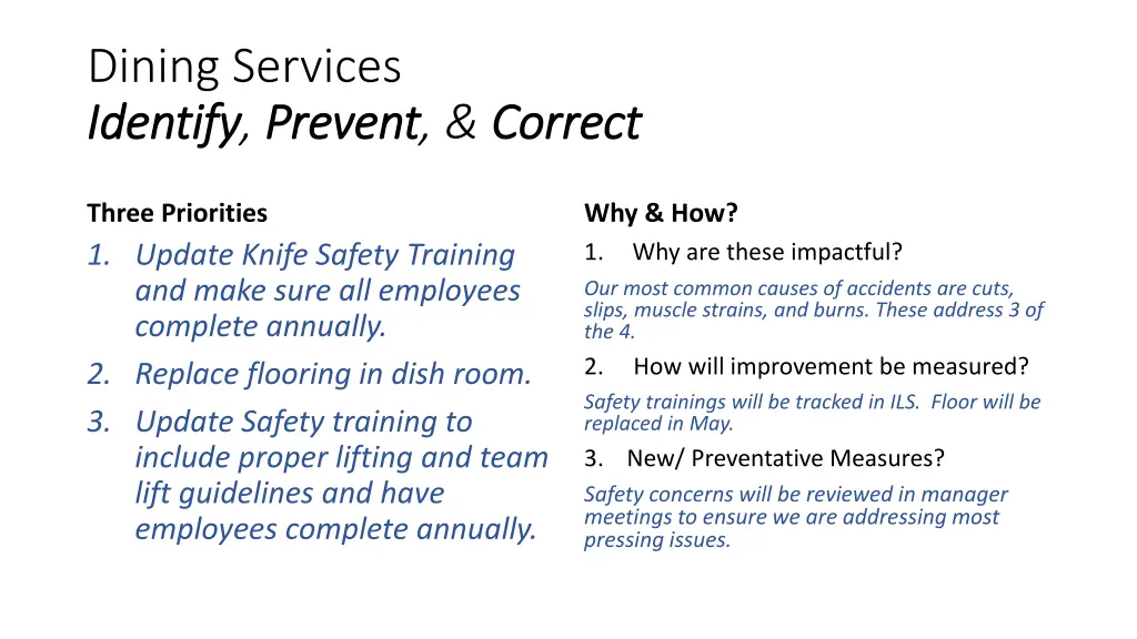 dining services identify identify prevent