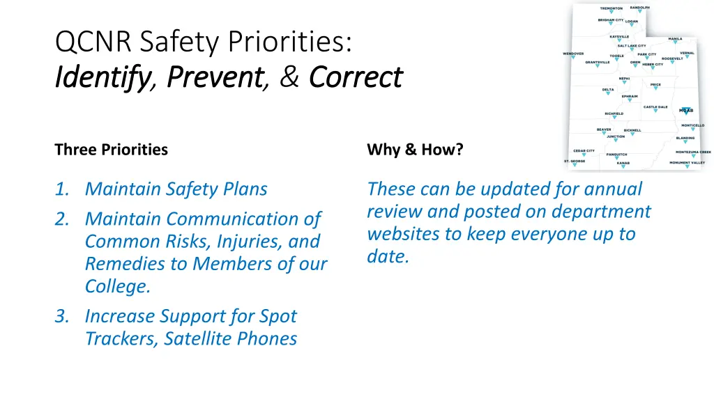 qcnr safety priorities identify identify prevent