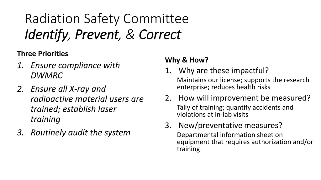 radiation safety committee identify identify