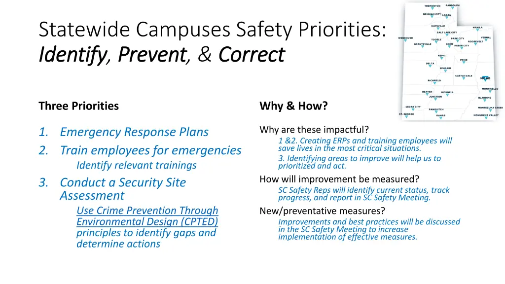 statewide campuses safety priorities identify