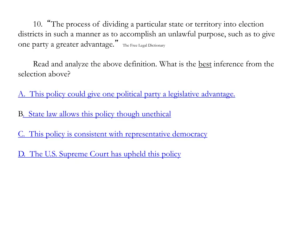 10 the process of dividing a particular state