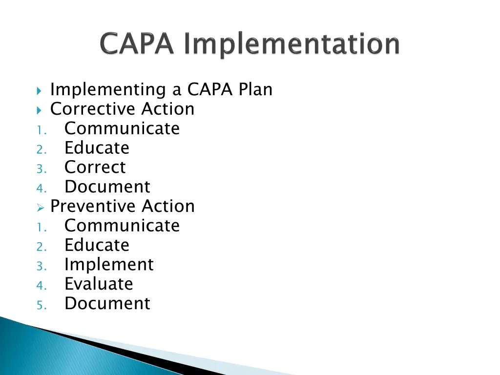 implementing a capa plan corrective action