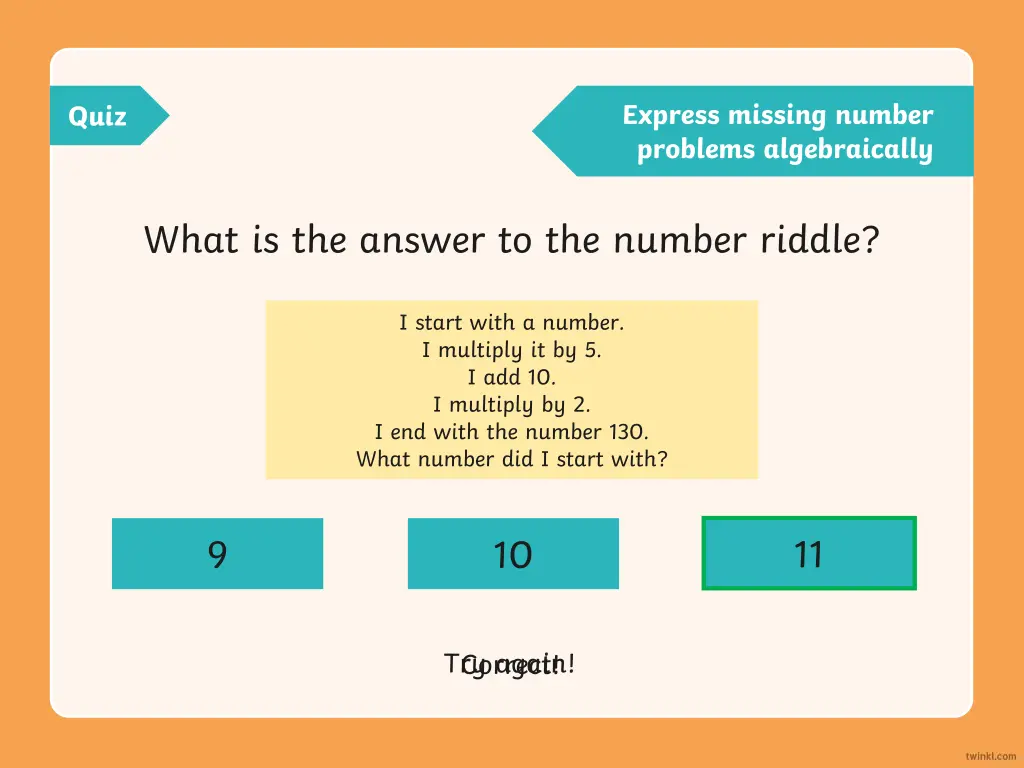 express missing number problems algebraically 1