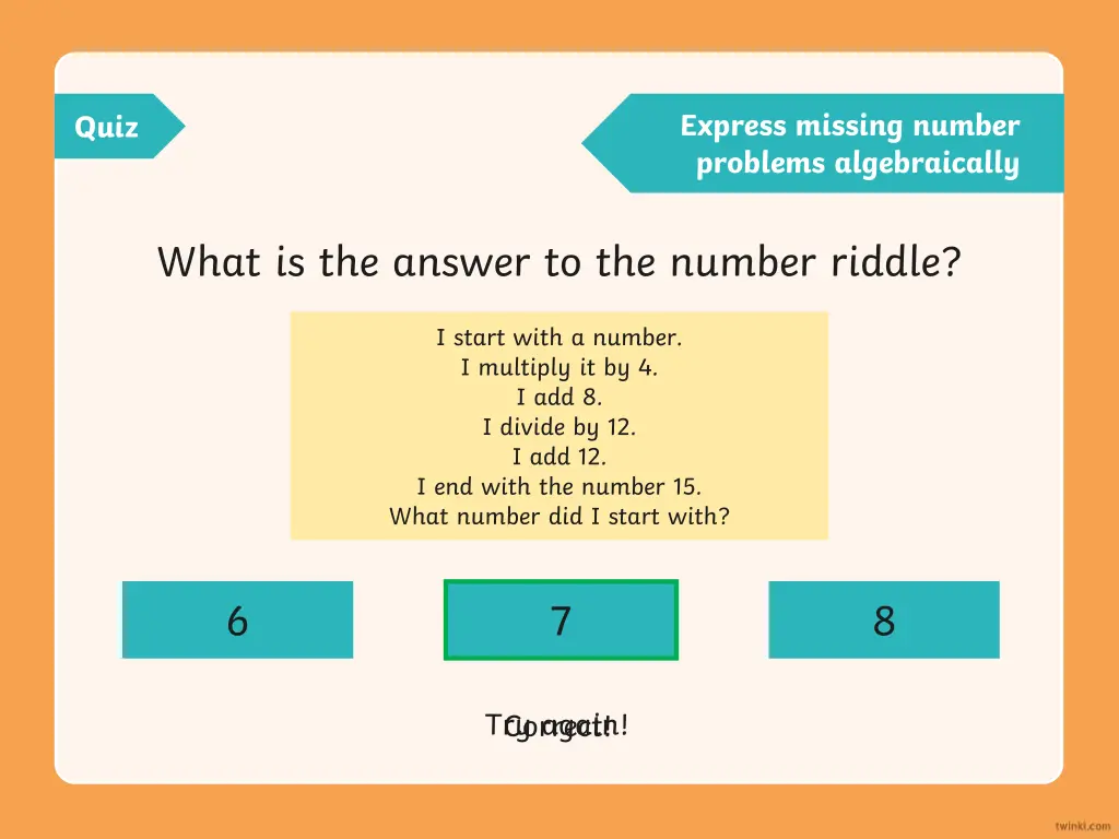 express missing number problems algebraically 2