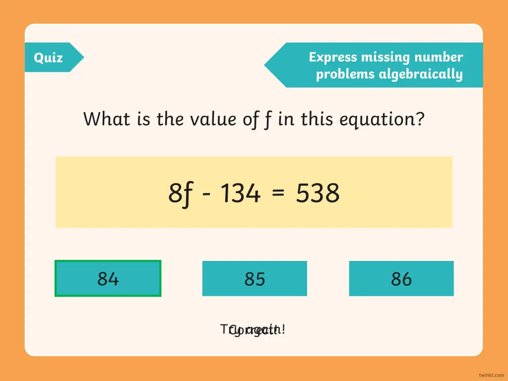 express missing number problems algebraically 4