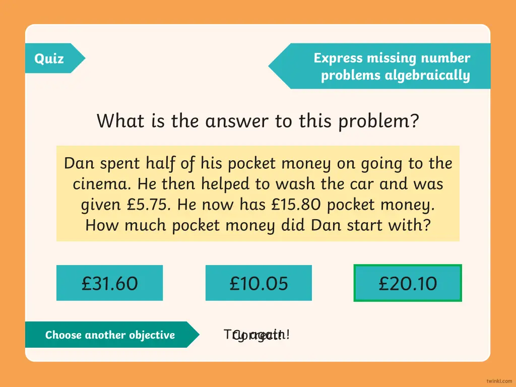 express missing number problems algebraically 5