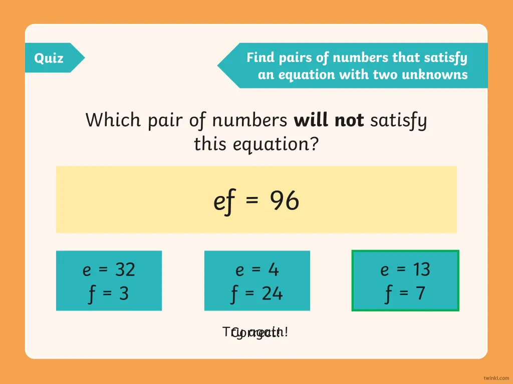 find pairs of numbers that satisfy an equation 2